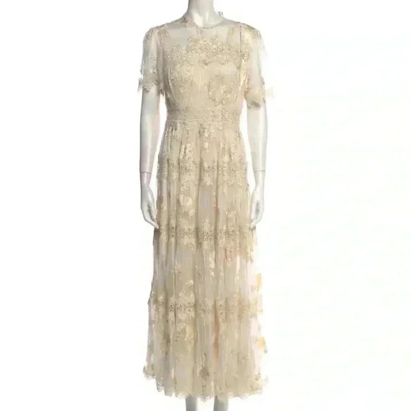 Zimmermann Tropicale Antique Maxi Dress Gown Lace Embroidered Silk Ivory 1 RARE! - Picture 8 of 9